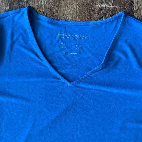 Susan Graver Size Small Blue 3/4 Sleeve Shirt Modern Essentials - Picture 3 of 6